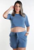 Conjunto de Blusinha e Short com Regulagem e Bolso Azul Danúbio REF: CMC2