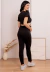 Conjunto Gestante Cropped + Legging Cós Alta Canelada Dia a Dia & Fitness Confortável e Estilosa Preta - REF: CFL2 - Loja de Roupas para Grávidas | secuida.mamãe 