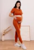 Conjunto Gestante Cropped + Legging Cós Alta Canelada Dia a Dia & Fitness Confortável e Estilosa Caramelo - REF: CFL2 na internet