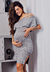 Vestido Gestante Amamentação Tubinho com Babado e Fenda Cinza REF: VGTF1