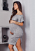 Vestido Gestante Amamentação Tubinho com Babado e Fenda Cinza REF: VGTF1 - Loja de Roupas para Grávidas | secuida.mamãe 