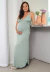 Kit Camisola Longa Gestante e Amamentação + Robe Longo Slim Line Detalhes em Renda Ciano | CRB2 - Loja de Roupas para Grávidas | secuida.mamãe 