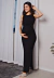 Vestido Longo 3 em 1 Gestante e Amamentação com Fenda Dupla e Blusinha Nó Preto REF: MRL8