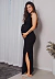 Vestido Longo 3 em 1 Gestante e Amamentação com Fenda Dupla e Blusinha Nó Preto REF: MRL8 na internet