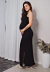 Vestido Longo 3 em 1 Gestante e Amamentação com Fenda Dupla e Blusinha Nó Preto REF: MRL8