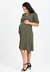 Vestido Godê Transpassado Gestante e Amamentação Verde Militar REF: NN2