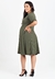 Vestido Godê Transpassado Gestante e Amamentação Verde Militar REF: NN2 - Loja de Roupas para Grávidas | secuida.mamãe 