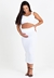 Conjunto Cropped e Saia Lápis com Fenda Gestante Branco REF: NN10