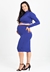 Conjunto Cropped e Saia Lápis Manga Longa e Gola Alta Azul Royal REF: NN11 - comprar online