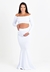Conjunto Cropped e Saia Longa Gestante Ombro a Ombro e Calda Sereia Branco REF: CG2