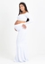 Conjunto Cropped e Saia Longa Gestante Ombro a Ombro e Calda Sereia Branco REF: CG2 na internet