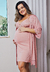 Kit Camisola Amamentação + Robe Slim Line Detalhes em Renda Rosé | CRB3
