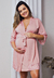Imagem do Kit Camisola Amamentação + Robe Slim Line Detalhes em Renda Rosé | CRB3