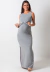 Vestido Longo 3 em 1 Gestante e Amamentação com Fenda Dupla e Blusinha Nó Cinza REF: MRL8 - loja online