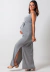 Vestido Longo 3 em 1 Gestante e Amamentação com Fenda Dupla e Blusinha Nó Cinza REF: MRL8 na internet