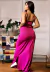 Vestido Gestante Longo Decote e Fenda Pink REF: CEV1 - loja online