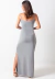 Imagem do Vestido Longo Gestante com Fenda Dupla e Alcinha Cinza REF: VGLF1