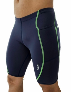 Bermuda básica de corrida - marinho com costura verde - comprar online