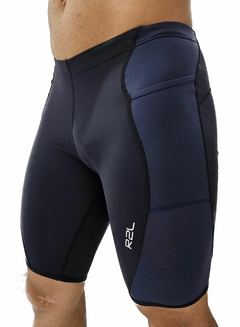 Bermuda básica de corrida - Preta com marinho - comprar online