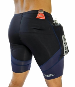 Bermuda Endurance de corrida - Preta, marinho com costura marinho - r2lstore.com.br