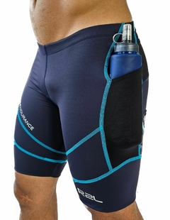 Bermuda Hard Endurance - Marinho, preta com costura azul na internet