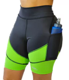 Bermuda cós alto anticelulite - preta com verde - comprar online