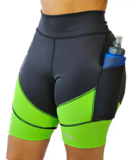 Bermuda cós alto anticelulite - preta com verde - comprar online