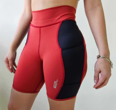 Shorts cós alto - Vermelho com preto - comprar online