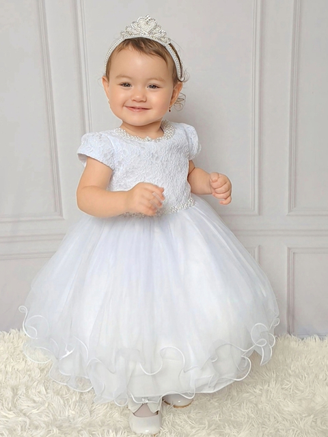 2023 Vestido Infantil Branco de Luxo Com Pérolas - 1.2.3.4 - comprar online