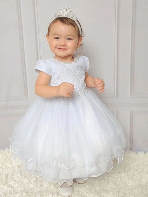 2023 Vestido Infantil Branco de Luxo Com Pérolas - 1.2.3.4 - comprar online