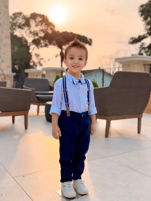 697 Conjunto Infantil Masculino Suspensório e Calça Azul Marinho