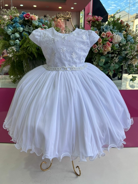 1095 Vestido de Batizado C/ Renda Lucy Branco - 1.2.3.4