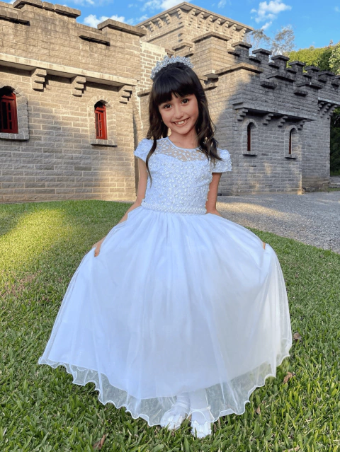 2412 Vestido Longo Dama De Honra Rendado Com Brilho Luxo 4 ao 16 - comprar online