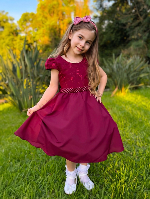 601 Vestido Marsala Juvenil Luxo - 4 ao 16