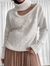 Blusa tricot off white gola alta com recorte - HIT - comprar online