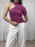 Blusa nula manga gola semialta tricot fúcsia - Timeless Brechó