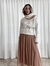 Blusa tricot off white gola alta com recorte - HIT