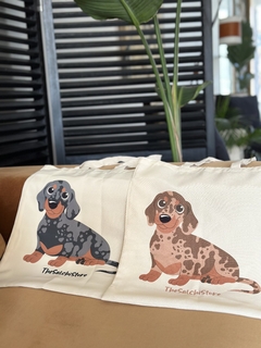 Imagen de Totebags Salchi Arlequin marron y negro.
