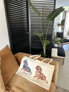 Totebags Salchi Arlequin marron y negro.