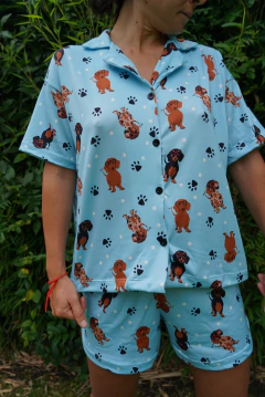 Salchipijama camisa/short celeste. - The salchi store