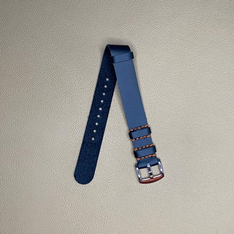 NATO Classic Preto / Laranja - 19mm - Couro Legítimo