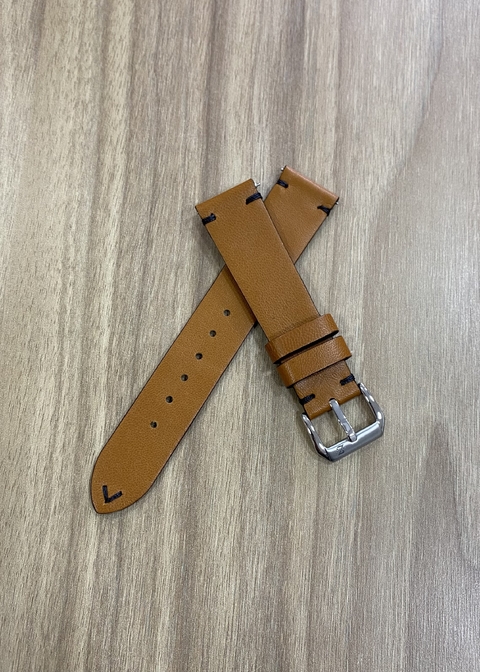 Pulseira Zanini Confort - UÍSQUE/ Costura Preta - Fivela N°3 - Couro Legítimo