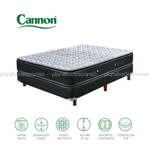 Colchón y sommier Cannon Doral Pillow 2P 190x140x33 Resortes - comprar online