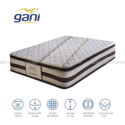 Colchón Gani Shankar 190x140x37 resortes pocket