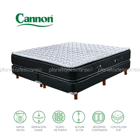 Colchón y sommier Cannon Doral Pillow Queen 200x160x33 Resortes - comprar online