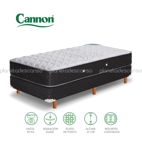 Colchon y sommier Cannon Doral 1 1/2 plaza 190x100x27 Resortes