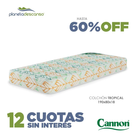 Colchón 1 plaza 190x80x18 Cannon Tropical Matelaseado - comprar online