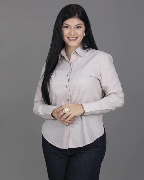 Camisete Feminina Manga Longa Linho Misto - 0295 - comprar online