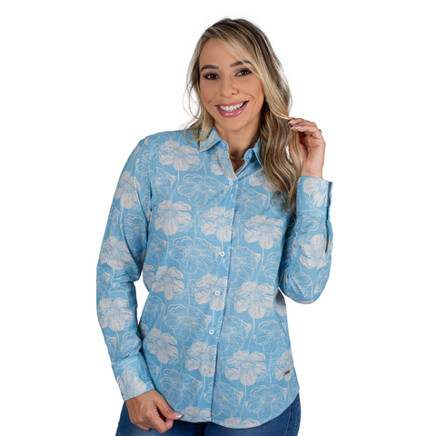Camisete Feminina Manga Longa Estampado - 3667