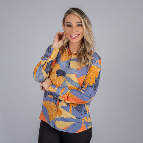 Camisete Feminina Manga Longa Estampada - 3926